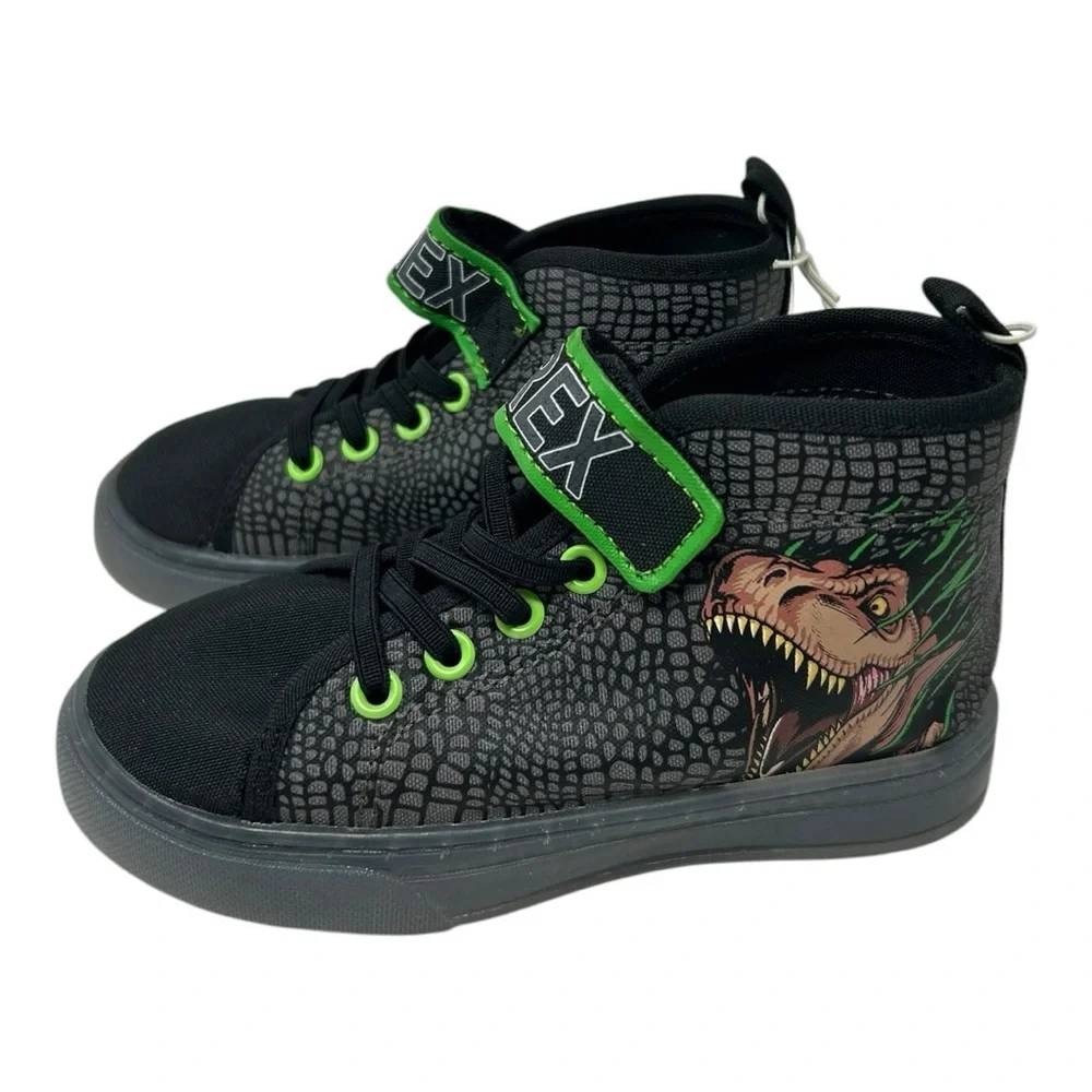Jurassic World T-Rex Lighted High Top Sneakers Black Green Toddler Size 10